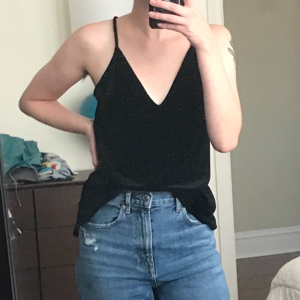 Black velvet tank top